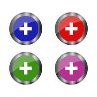 Plus Button Set On White Background vector