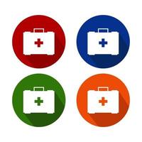 Set Of Medical Suitcase Buttons On White Background vector