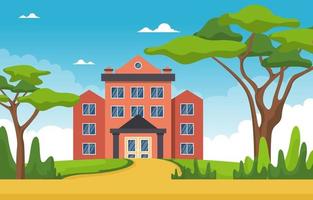 Large School Building with Trees and Sky vector