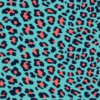 Leopard seamless pattern on blue background.