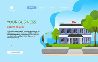 Landing Page with Large School Building with Trees and Sky vector