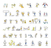 Stick figures set. Working life, daily life. vector