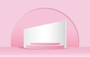 Abstract minimal scene on pastel background with cylinder podium and circle light. Stage mockup showcase for product, banner, sale, presentation, cosmetic and discount. 3d vector illustration