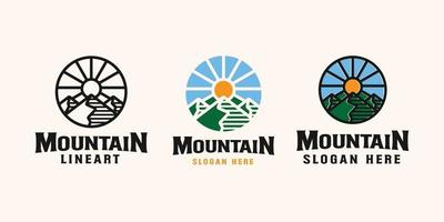 plantilla de logotipo de emblema de aventura de montaña