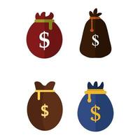 Set Of Money Bag On White Background vector