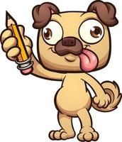 Pug with pencil vector