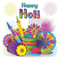 Holi greetings with colorful elements vector