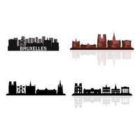 Set Of Brussels Skyline On White Background vector
