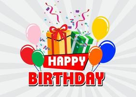 happy birthday card with balloons vector