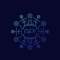 API icon, application programming interface, software protocols, linear.eps vector