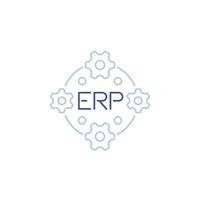 ERP, icono de línea de planificación de recursos empresariales con gears.eps vector