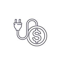 electricity costs, line icon with electric plug.eps vector