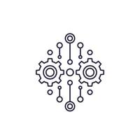 Integration, automation concept, vector line icon.eps