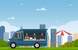 Food Truck on City Street vector