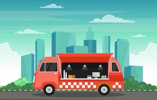 Food Truck on City Street vector