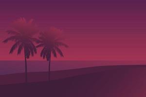 Palms at sunset, vector scene.eps