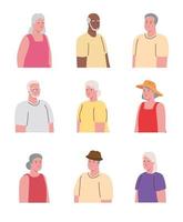 old people profile on white background vector