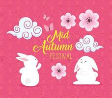 chinese mid autumn festival icon set vector