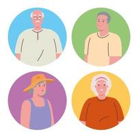 cute old people on round frames vector