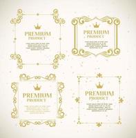 Set of premium product labels on a gold frames vector