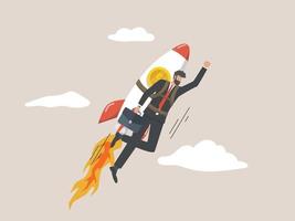 entrepreneurs fly rocket, a new business concept, startup vector