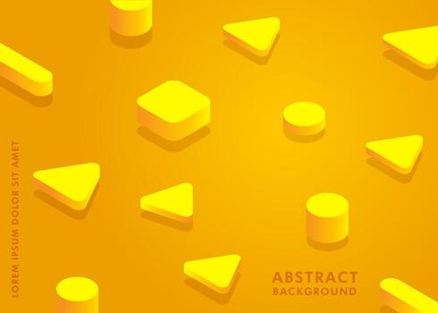 3D geometric abstract background in yellow color vector