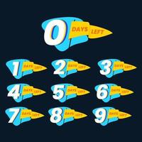 Flat style number of days left promotional number vector