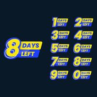 Set of number of days left for promotion business vector