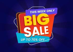 Big sale banner template in purple color vector