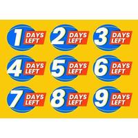 Abstract set of numbers of days left design vector