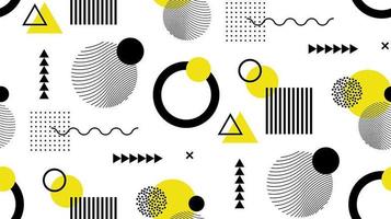 Abstract flat geometric shapes memphis background vector