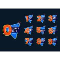 Set of numbers of days left promotional template banner vector