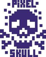 pixel skull-vintage design camisetas vector