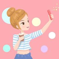 Girl taking a selfie vector