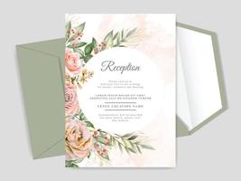 beautiful floral hand drawn wedding invitation card vector