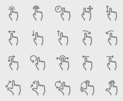 Gesture line icon set vector