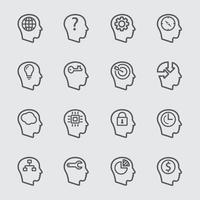 Head thinking of business concept line icon set vector