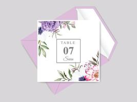 hermosa y elegante plantilla de tarjeta de invitación de boda floral dibujada a mano vector