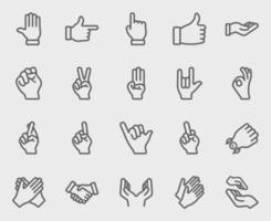 Hand collection line icon set vector