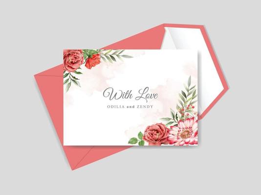 beautiful floral hand drawn wedding invitation card