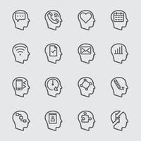 Head thinking of communication concept line icon set vector