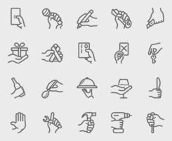 Hand activity line icons set vector