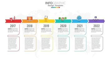 infografía elemento de color de 6 pasos con flecha, diagrama de gráfico, concepto de marketing online empresarial. vector