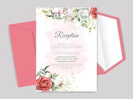 beautiful and elegant floral hand drawn wedding invitation card template vector