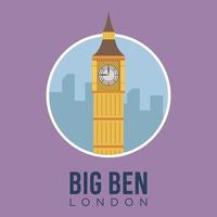 Ilustración de vector plano moderno Big Ben Londres histórico. viajes y atracciones de inglaterra, monumentos y turismo