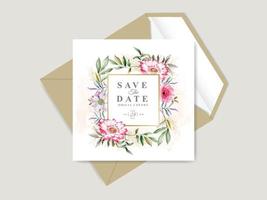 hermosa y elegante plantilla de tarjeta de invitación de boda floral dibujada a mano vector
