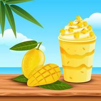 delicioso jugo de mango en el verano vector