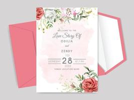 beautiful and elegant floral hand drawn wedding invitation card template vector