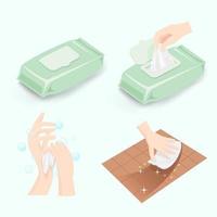 Uses and benefits of wet wipes vector