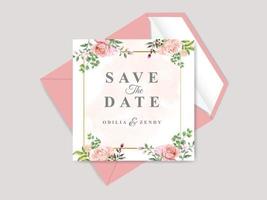 hermosa plantilla de tarjeta de invitación de boda floral vector